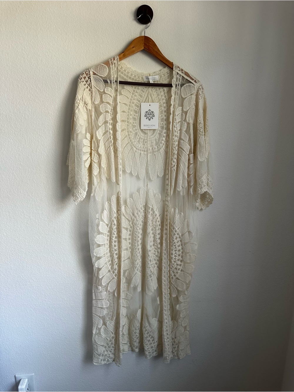 Rebellion Cream Crochet Lace Kimono